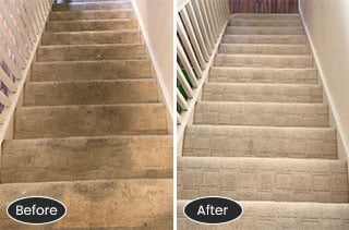 Carpet Cleaning Stairs Carpet before/after