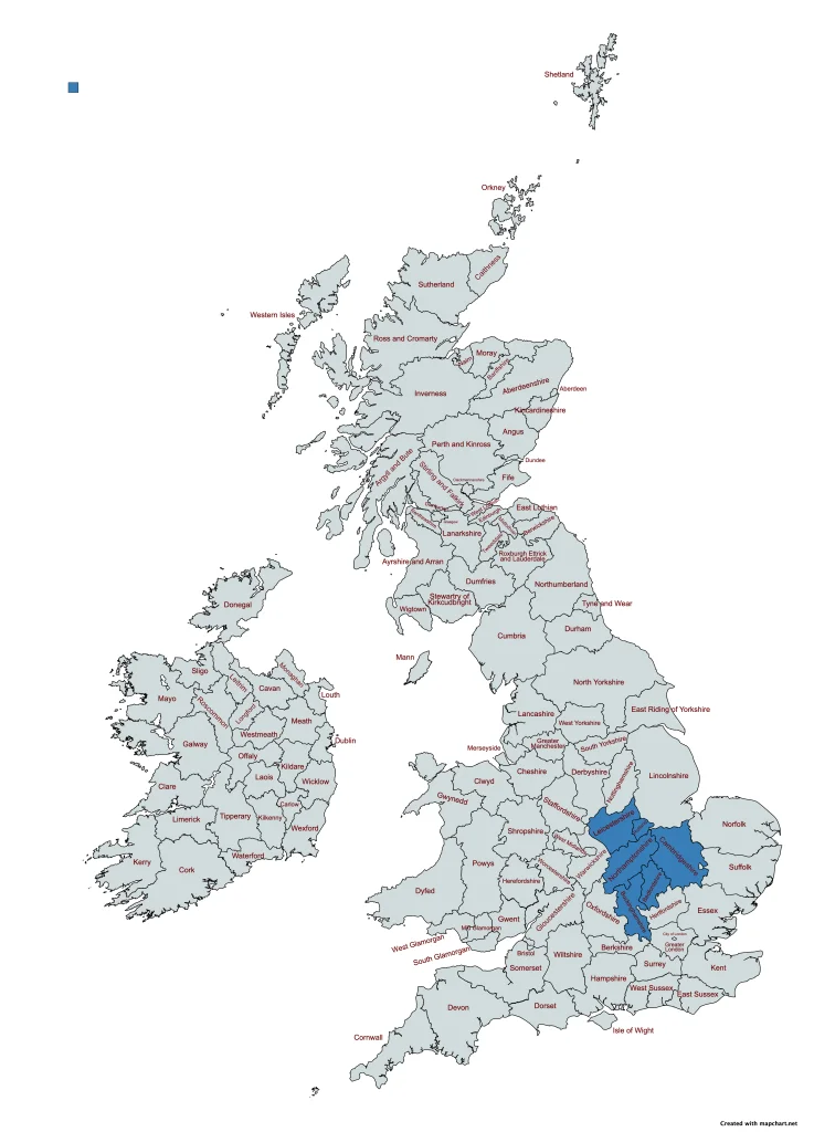 Map of area's we cover for carpet cleaning